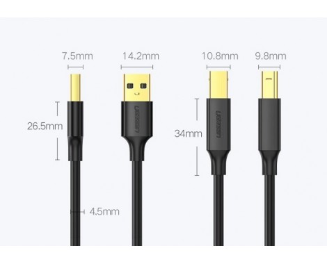Industrialize Michelangelo Symmetry Ugreen USB Type B (Male) - Καλώδιο Εκτυπωτή USB 2.0 (Αρσενικό) 480 Mbps  1,5m (US135 10350) - Μαύρο - mobibus.gr
