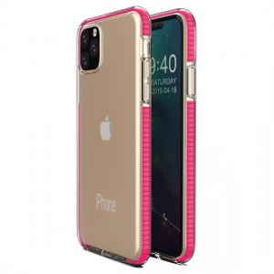 Προστατευτική θήκη Σιλικόνης Spring Case TPU Διάφανη Με Ροζ Πλαίσιο Για Iphone 11 Pro Max