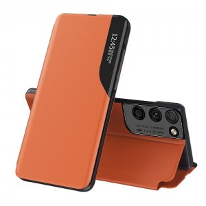 ECO Leather Case Θήκη Πορτοφόλι Με Stand Για Samsung Galaxy S21 Ultra 5G - Πορτοκαλί 
